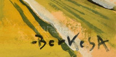 Berkes jelzéssel: Nagyvárosi sugárút. Olaj, karton, 34×42 cm