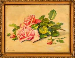 Benczúr jelzéssel: Rózsaszirmok. Olaj, vászon, üvegezett keretben, 21×27 cm