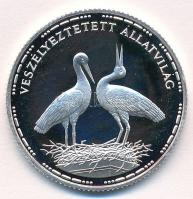 1992. 200Ft Ag Veszélyeztetett állatvilág - Fehér gólya kapszulában, tanúsítvánnyal T:PP patina Adamo EM126