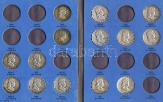 USA 1949-1963. 1/2$ Ag "Franklin" 22klf db Whitman-típusú gyűjtőalbumban T:2,2/3