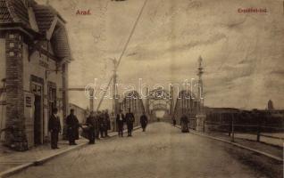 1912 Arad, Erzsébet híd, Vámház / bridge, customs office (fa)