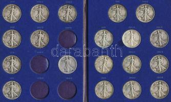 USA 1936-1947. 1/2$ Ag "Liberty" 27klf db Whitman-típusú gyűjtőalbumban T:3
