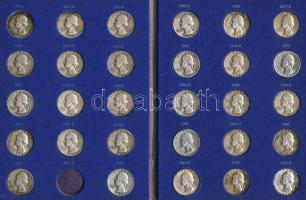 USA 1951-1964. 1/4$ Ag "Washington" 33klf db Whitman-típusú gyűjtőalbumban T:2,2/3,3