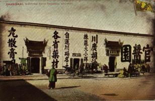 Shanghai, Nanking Road with medical stores, shops, folklore