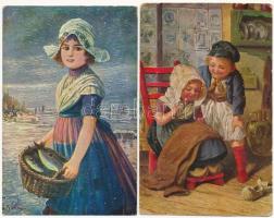 9 db RÉGI művész motívum képeslap / 9 pre-1945 art motive postcards