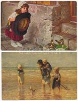 9 db RÉGI művész motívum képeslap / 9 pre-1945 art motive postcards