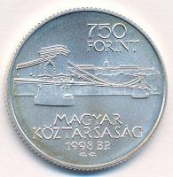 1998. 750Ft Ag "Budapest 125 éves" kapszulában, tanúsítvánnyal T:BU patina Adamo EM149