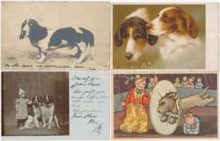 19 db RÉGI motívum képeslap: kutya és macska, pár lithoval / 19 pre-1945 motive postcards: dog and cat, with some lithos