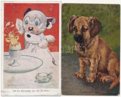 19 db RÉGI motívum képeslap: kutya és macska, pár lithoval / 19 pre-1945 motive postcards: dog and c...