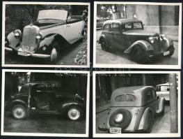 Régi autók, 4 db fotó, modern előhívás, 9×12 cm