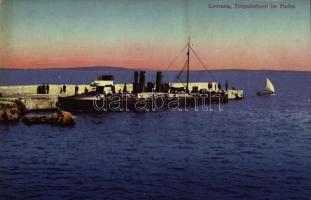 Lovran, Lovrana; K.u.K. Kriegsmarine Torpedoboot im Hafen / Austro-Hungarian Navy torpedo boat at the port