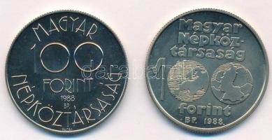 1988. 100Ft alpakka "Labdarúgó Világbajnokság 1990 - Két játékos" kapszulában + 100Ft alpa...