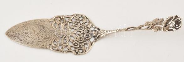 Ezüst(Ag) rózsás tortalapát jelzett, h: 18 cm, nettó: 35,7 g