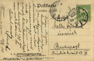 1908 WAL osztrák-magyar torpedóromboló (később Tb 54 T). A levél írója Szelke Árpád újonc tengerész ...