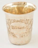 Antik ezüst(Ag) keresztelő pohár, jelzett, horpadással, repedéssel, m: 7 cm, d: 6 cm, nettó: 34 g
