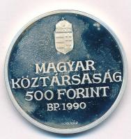 1990. 500Ft Ag "Kölcsey Ferenc" kapszulában T:1 ujjlenyomat (eredetileg PP) Adamo EM116