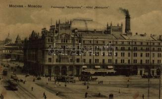 Moscow, Moskau, Moscou; Hotel Metropole, horse-drawn tram, shops, tram. Knackstedt & Näther 21. (fl)