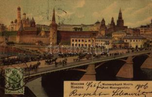1906 Moscow, Moskau, Moscou; Pont Moscworetzky / Bolshoy Moskvoretsky Bridge, Kremlin. Knackstedt & Näther. TCV card