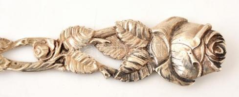 Ezüst(Ag) rózsás villa, 3 db, jelzett, h: 13; 14,5 és 19 cm, nettó: 59,5 g