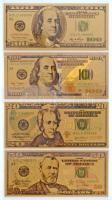 Amerikai Egyesült Államok 1976-2009. 1$-100$ (8x) aranyozott bankjegy replikák T:I
USA 1976-2009. 1...