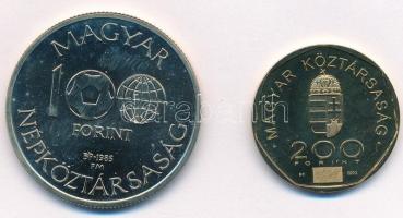1985. 100Ft alpakka "Labdarúgó Világbajnokság 1986. - Mexikó térkép" +2000. 200Ft Cu-Ni-Zn...