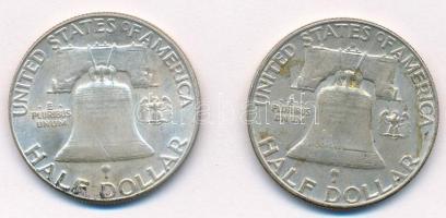 Amerikai Egyesült Államok 1962. 1/2$ Ag "Franklin" + 1963D 1/2$ Ag "Franklin" T:...