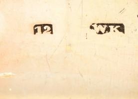 Antik ezüst(Ag) teaszűrő kanál, jelzett, javított, h: 18 cm, nettó: 43 g