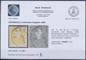 2kr type II. deep yellow, bright, shifted perf. "SISSEK" Certificate: Strakosch 2kr II. ti...