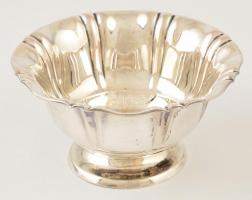 Ezüst(Ag) talpas tálka, jelzett, d: 12 cm, m: 6 cm, nettó: 68,7 g