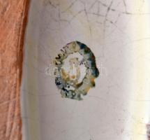 Bodrogkeresztúri kacsás gyertyatartó, mázas festett kerámia, apró kopásnyomokkal, m: 21,5 cm