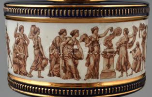 Jelzett olasz asztali lámpa, búra nélkül, matricás porcelán test, réz szerelékekkel, működik, m: 20 ...