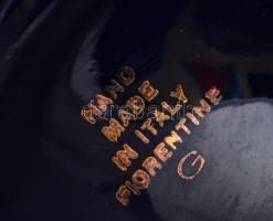 Jelzett olasz asztali lámpa, búra nélkül, matricás porcelán test, réz szerelékekkel, működik, m: 20 ...