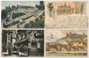 19 db RÉGI külföldi városképes lap, több litho / 19 pre-1945 European town-view postcards, many litho
