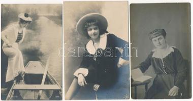 6 db RÉGI fotó képeslap: hölgyek, Apponyi Albert (?) / 6 pre-1945 photo postcards: ladies, Albert Apponyi (?)