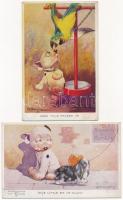 4 db RÉGI Bonzo kutya képeslap / 4 pre-1945 Bonzo dog postcards (G.E. Studdy and F. Barley)