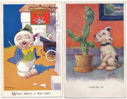 4 db RÉGI Bonzo kutya képeslap / 4 pre-1945 Bonzo dog postcards (G.E. Studdy and F. Barley)