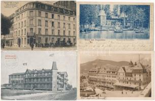 6 db RÉGI külföldi városképes lap szállodákkal / 6 pre-1945 European town-view postcards with hotels