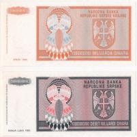 Bosznia-Hercegovina / Szerb Köztársaság / Banja Luka 1993. 10.000.000.000D + Horvátország / Krajna S...