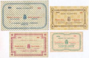 Szekszárd 1945. 1P + 5P + 10P + 50P "Szekszárd Megyei Város utalványjegy" T:III