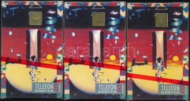 1992 K. Némethy - Vető absztrakt festmények. Használatlan, sorszámozott telefonkártya, bontatlan csomagolásban. 3 db
