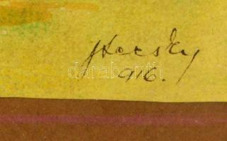 Frecskay Endre (1875-1919): Szénabála.Akvarell, papír, jelzett, üvegezett keretben, 14×22,5 cm