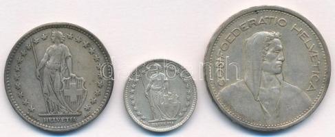 Svájc 1911. 2Fr Ag + 1952. 1/2Fr Ag + 1954. 5Fr Ag T:2 patina
Switzerland 1911. 2 Franc Ag + 1952. ...
