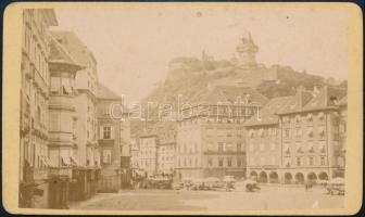 cca 1869 Graz-i városkép, vizitkártya méretben, vintage fotó jelzés nélkül, 6x10 cm