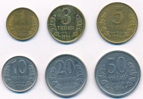 Üzbegisztán 1994. 1t-50t (6xklf) T:2 Uzbegistan 1994. 1 Tiyin - 50 Tiyin (6xdiff) C:XF