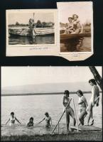 1938-ban és 1974-ben készült felvételek Velencén és Gárdonyban, 3 db feliratozott, vintage fotó, 6x8,5 cm és 13x18 cm