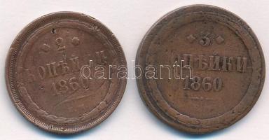 Orosz Birodalom 1860. 2k Cu + 3k Cu T:3,3- karcolás
Russian Empire 1860. 2 Kopeks Cu + 3 Kopeks Cu ...