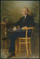 cca 1949 Kézzel színezett, műtermi felvételek, 2 db vintage fotó, 23,3x16 cm és 23,3x17 cm