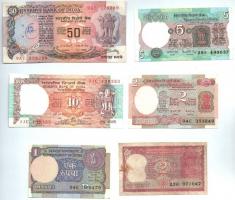 India ~1975-1994. 1R-50R (6xklf) T:III India ~1975-1994. 1 Rupee - 50 Rupees (6xdiff) C:F