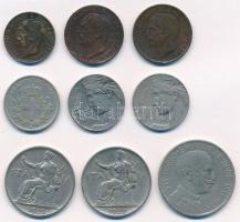 Olaszország 1909-1930.  5c-2L (9db, 8xklf) T:2
Italy 1909-1930. 5 Cents - 2 Lire (9pcs, 8xdiff) C:X...