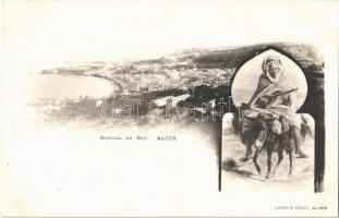 Alger, Algiers; Hopital du Dey / hospital, donkey rider, folklore